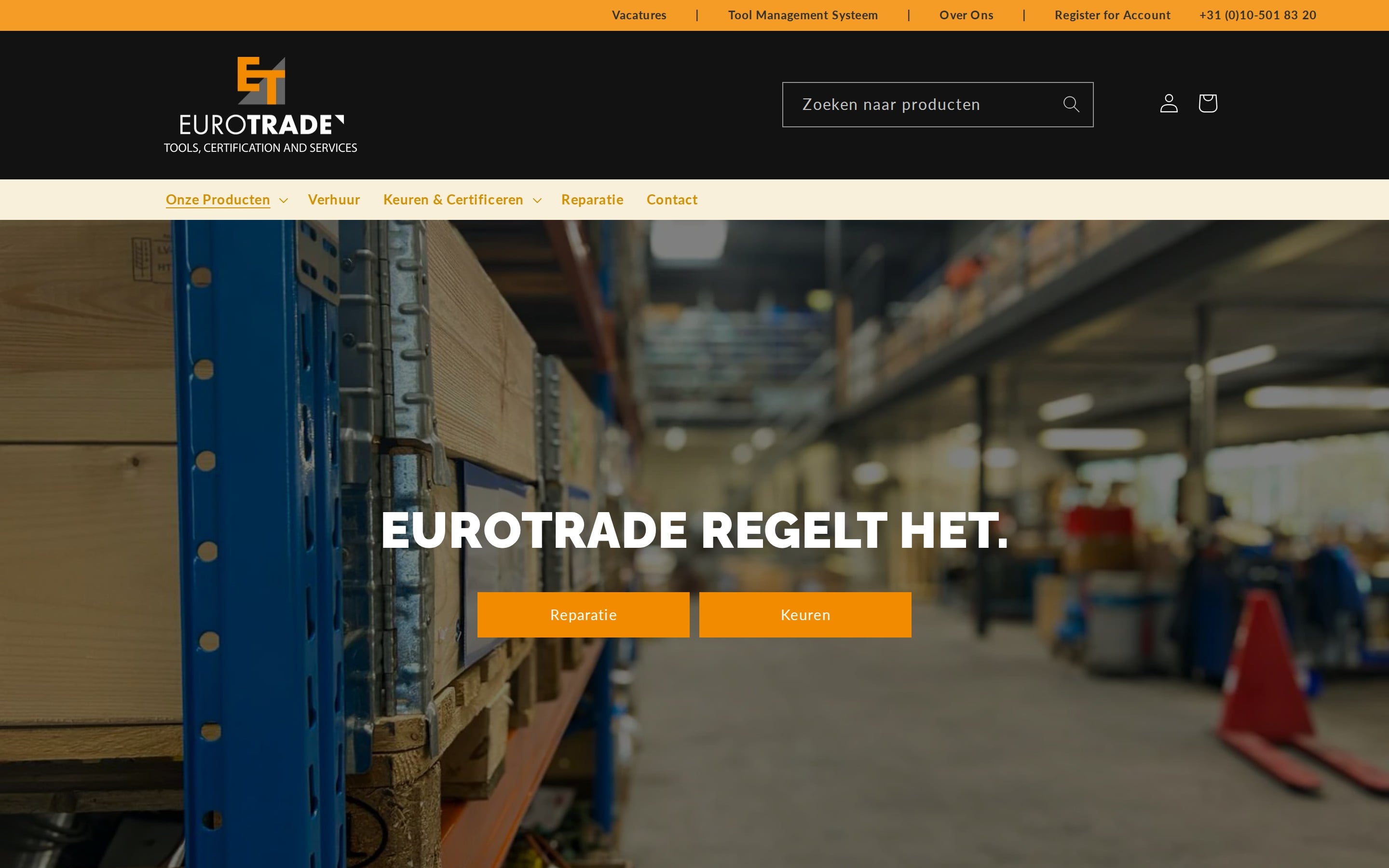 Homepage van eurotrade.nl