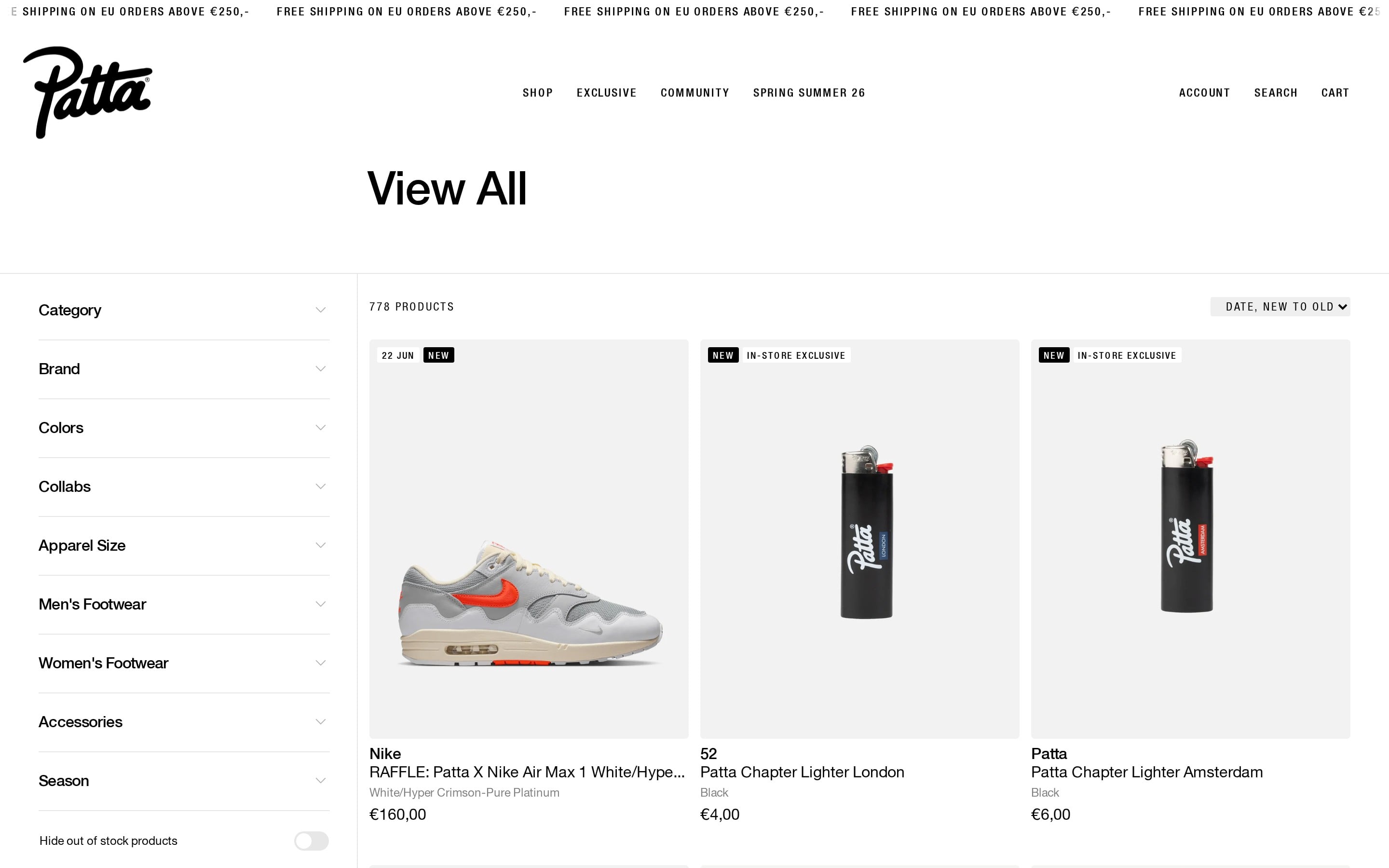 Productoverzicht in de Patta webshop